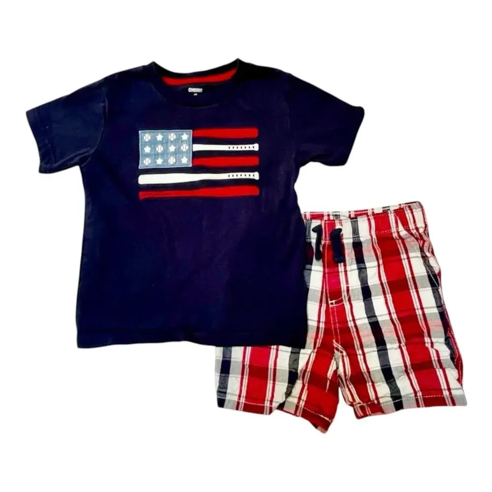 Gymboree Embroidered Baseball Flag Outfit Size 4T
